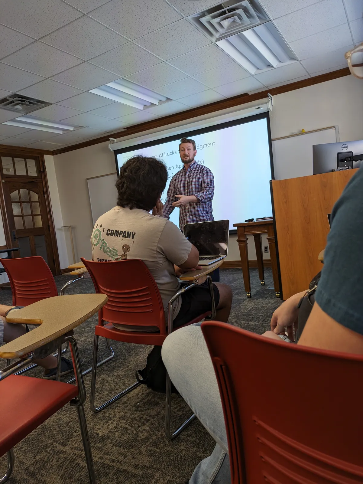 Garrett Hammonds speaking to a University of Oklahoma business college audience in 2025.